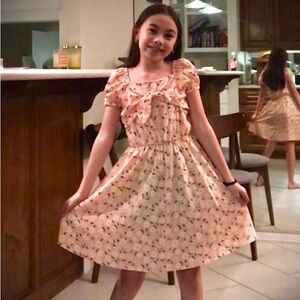 Bright pink floural dress, size 10